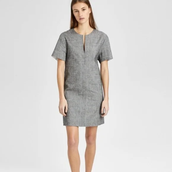 Theory | Dresses | Nwt Theory Grey Linen Box Shift Dress Size 2p | Poshmark
